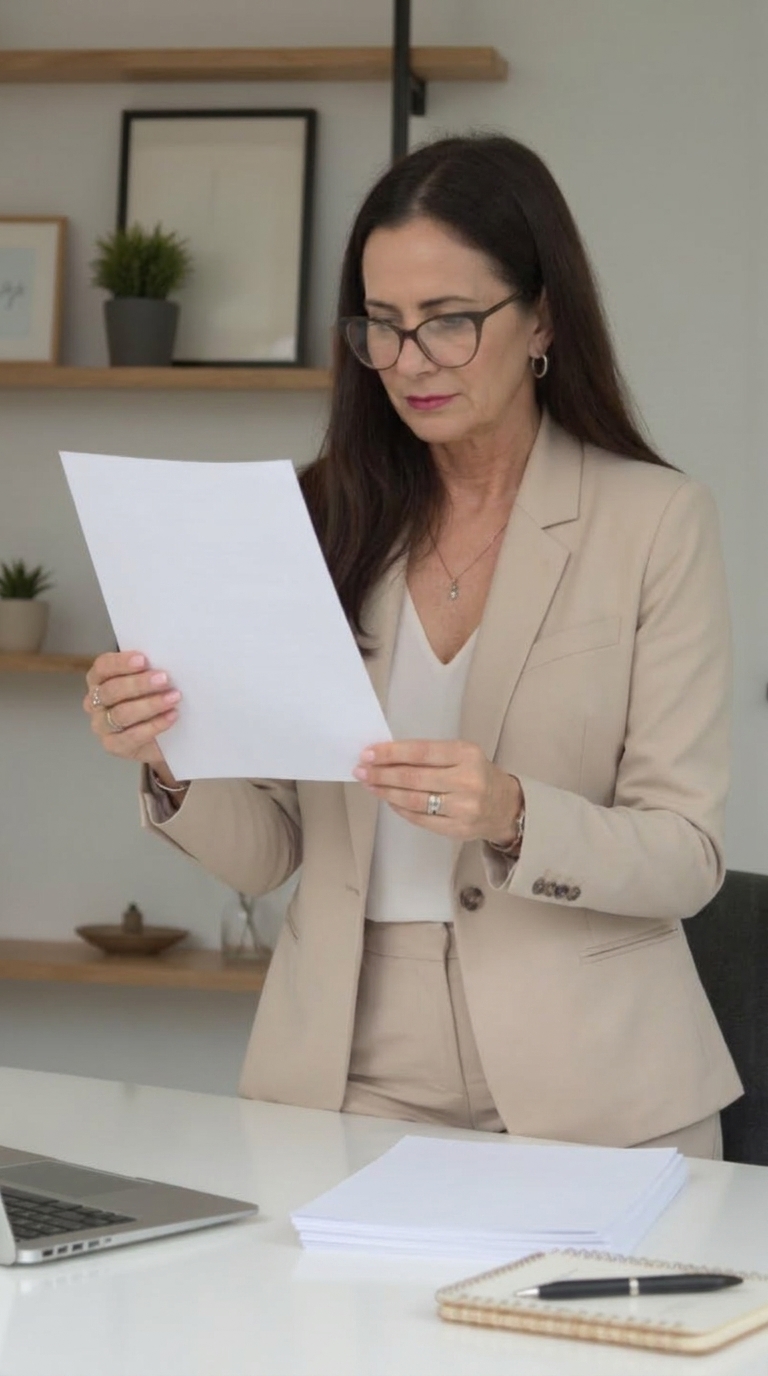 Denise Soares analisando documentos